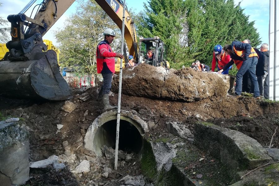 Chesny : travaux hydroliques au droit de la traversée du ruisseau de Saint-Pierre