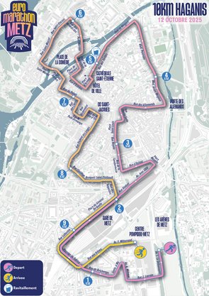 Parcours 10 km de l'Euromarathon de Metz