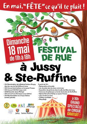 Affiche festival de rue à jussy et sainte ruffine