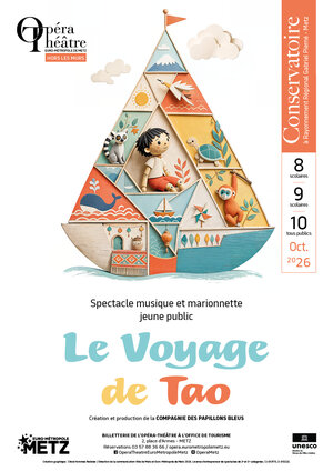 Affiche du spectacle musique et marionnette jeune public le voyage de tao