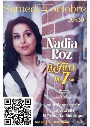 Affiche spectacle à st privat la montagne avec nadia roz "la fille du 7eme"