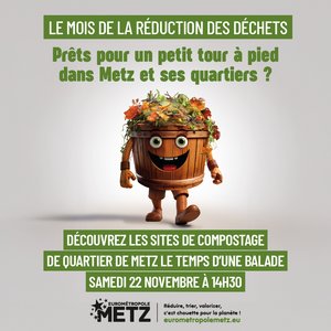 Affiche de l'événement découverte des sites de compostage du samedi 22 novembre  dans le cadre du mois de la réduction des déchets