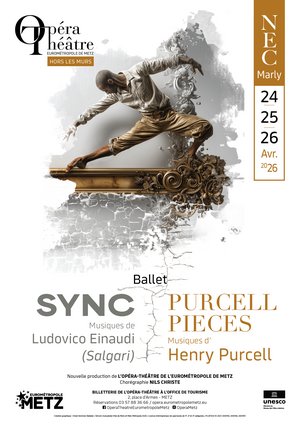 Affiche du double ballet Sync et purc pieces par l'opéra théâtre au nec de marly