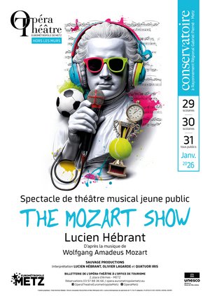 Affiche du spectacle de théâtre musical jeune public "the mozart show"