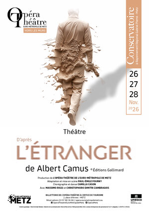 Affiche de la pièce de théâtre l'étranger de l'opera theatre de metz au conservatoire de l'emm
