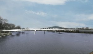 Vue de la passerelle sur la Moselle