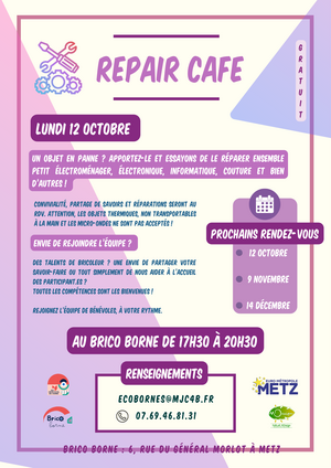 Affiche repair café 12 octobre 2026