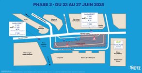 Plan des arrêts de bus pendant les travaux du pole multimodal phase1 - retranscription ci-dessous/ci-contre