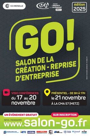 Affiche de l'édition 2025 du salon de la création et reprise d'entreprise GO!