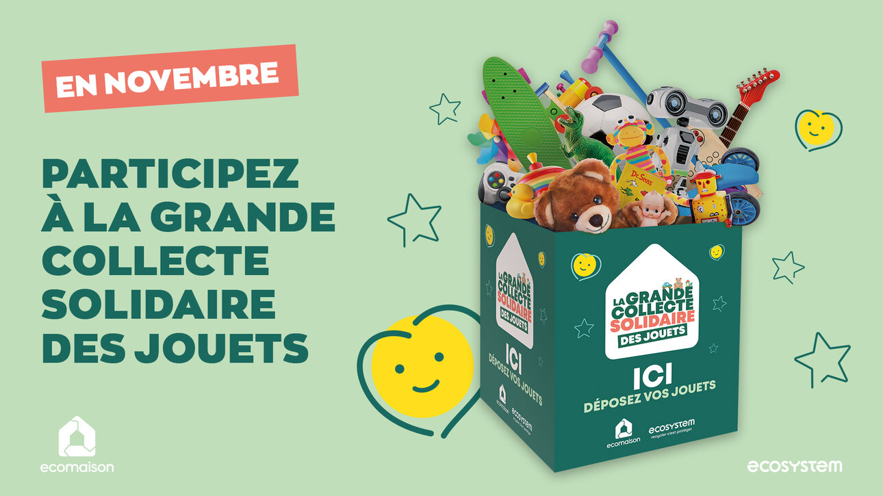 Affiche "participez à la grande collecte solidaire des jouets" en novembre