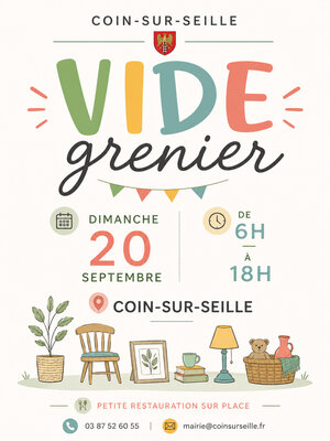 Affiche vide grenier coin sur seille le 20 septembre 2026