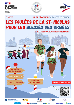Affiche les foulées de la saint nicolas pour les blessés des armées le 7 décembre 2025