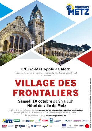 Affiche du village des frontaliers de la maison du luxembourg de l'euro-métropole de metz