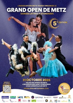 Affiche du grand open de danse de metz 2026 au stade saint symphorien le 31 octobre et 1er novembre 2026