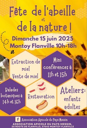 Affiche fête de l'abeille et de la nature dimanche 15 jiuin à montoy flanville