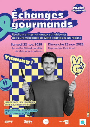 Affiche échanges gourmands 2025 : partagez un repas avec un étudiant