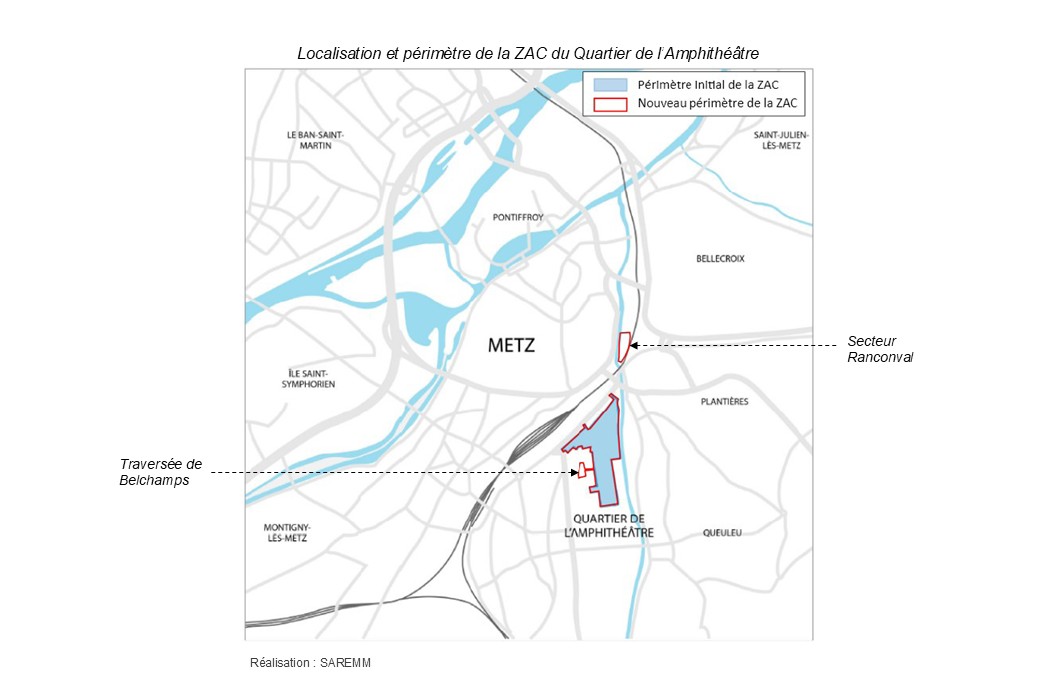 Carte de localisation et de périmètre du quartier de l'amphitheatre